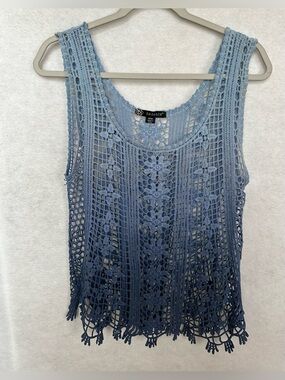 Kadence Blue Crochet Sleeveless Tank Top